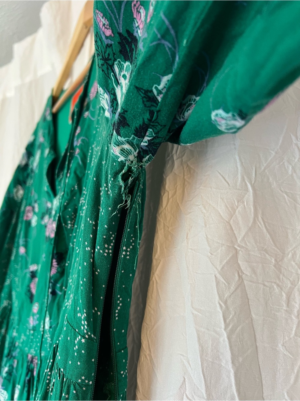 Modcloth Emerald Green Floral Tie-Neck Maxi Dress - Picture 7 of 9